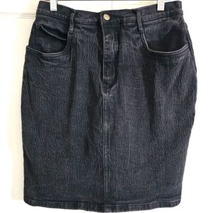 Vintage Denim Skirt Stefano 16 Black  90s Mini Stretch Office Casual Indie Punk‎